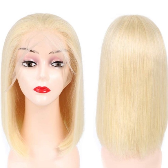 10” 613 PLATINUM BLONDE HUMAN LACE-FRONT BOB WIG main image 5